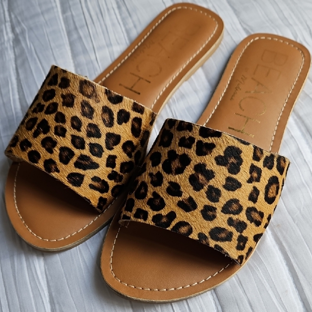 Beach Leopard Print Women's Slide Sandals